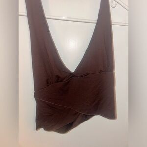 Brown wrap crop top